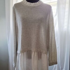 Beach Lunch Lounge Grey Ruffle Top Sz XL